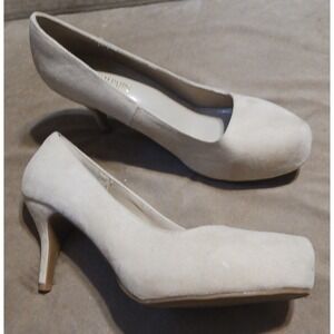 NEW Dream Pairs Nude Suede‎ Round Closed Toe Pumps Heels, Size 11